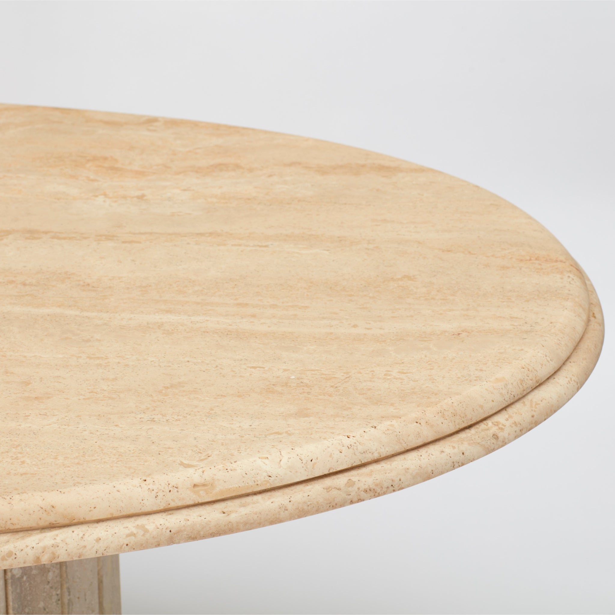 Vintage 1970's Oval Travertine Dining Table With Fluted Base AU