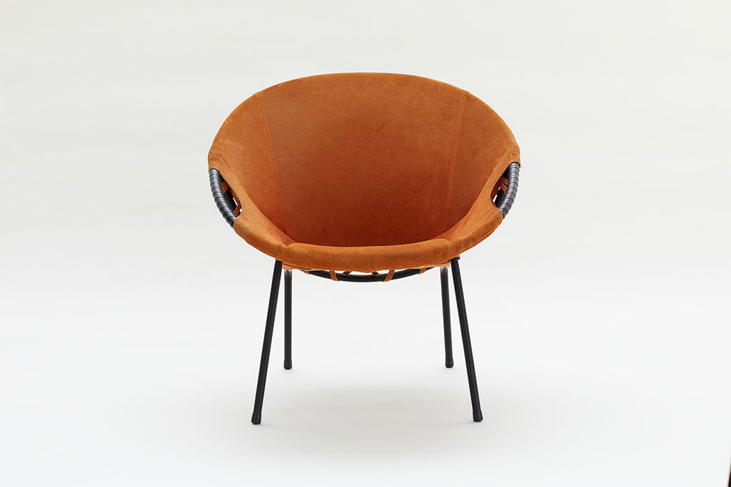 Single Vintage suede circle chair by Lusch & Co