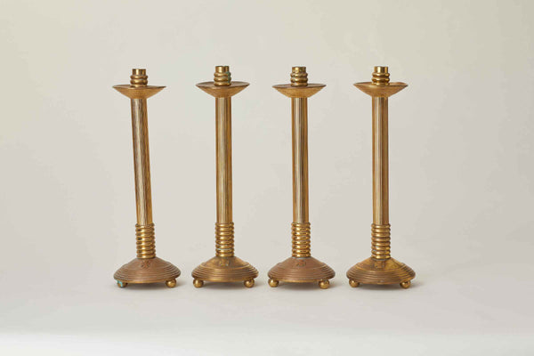 SET OF FOUR VINTAGE BRASS CHURCH CANDLE HOLDERS