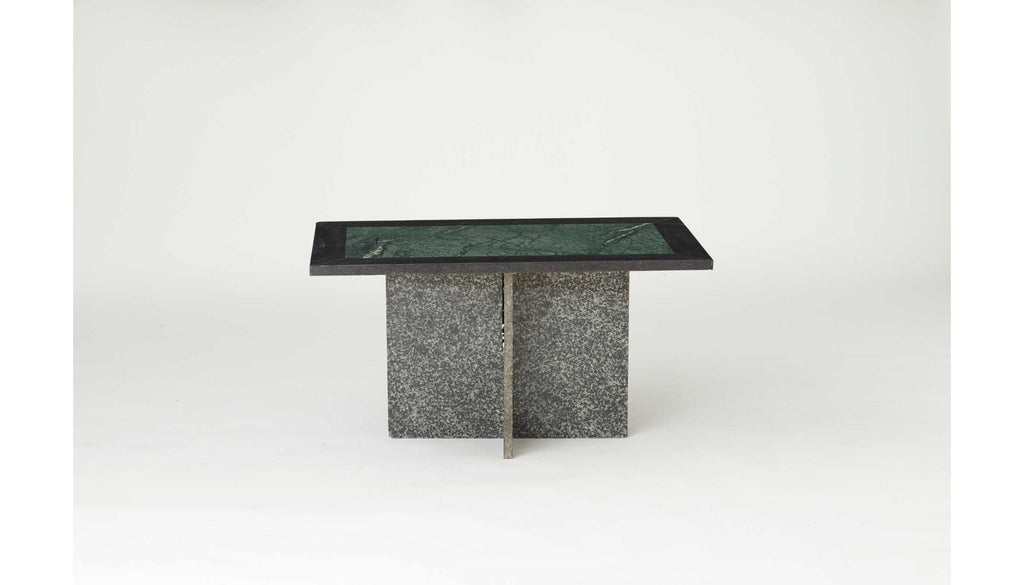 VINTAGE BLACK AND GREEN MARBLE SIDE TABLE