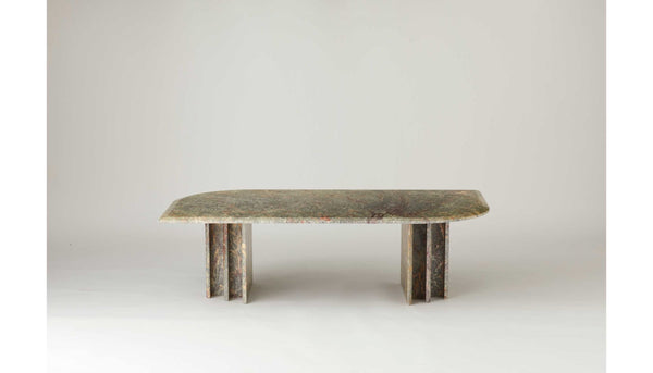 VINTAGE 1970’S ITALIAN GREY AND PINK VEINED RETRO SHAPED MARBLE COFFEE TABLE