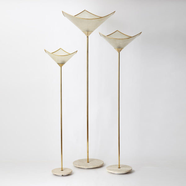 SET OF VINTAGE ITALIAN 1960’S BRASS FLOOR LAMPS WITH STONE BASES