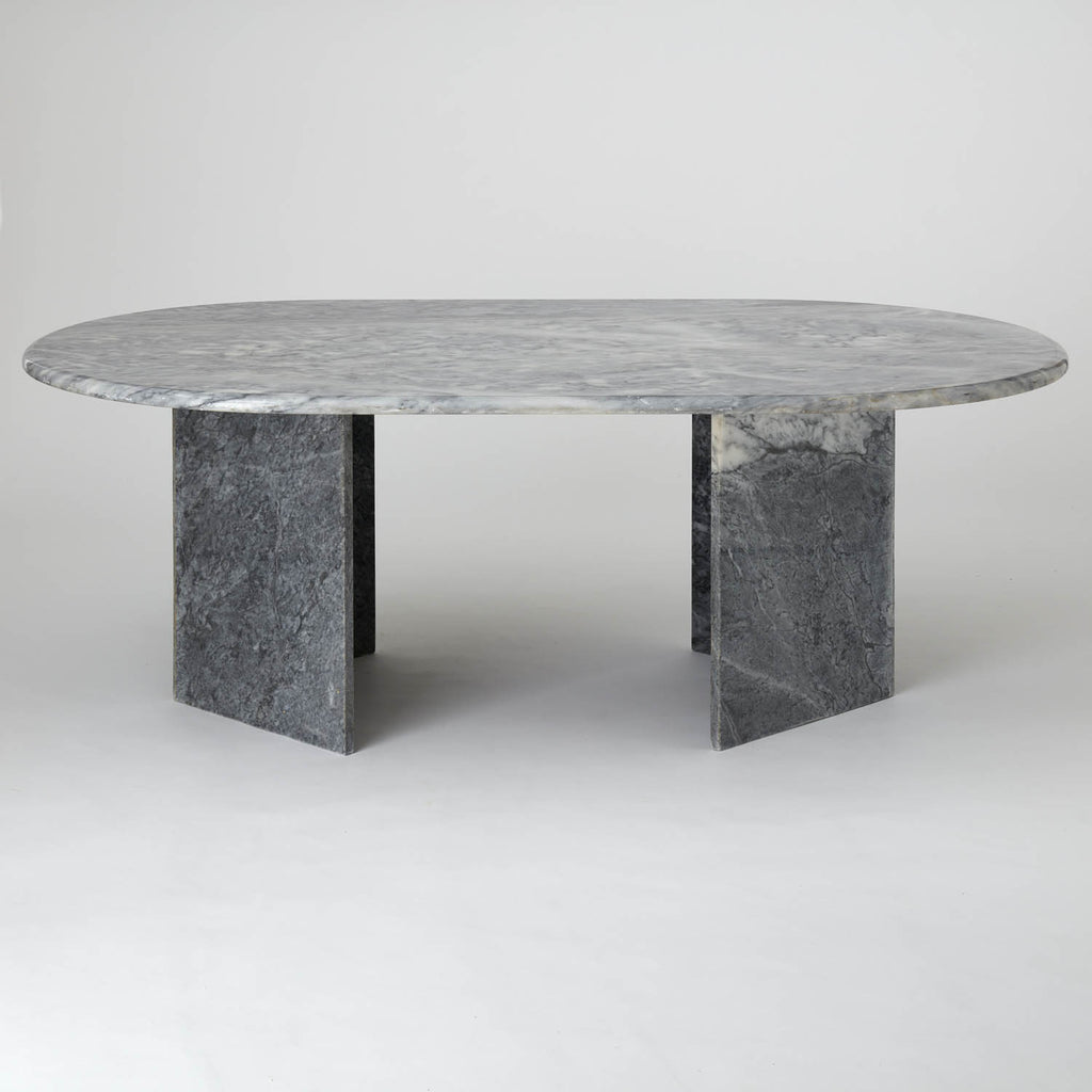 VINTAGE GREY OVAL MARBLE COFFEE TABLE