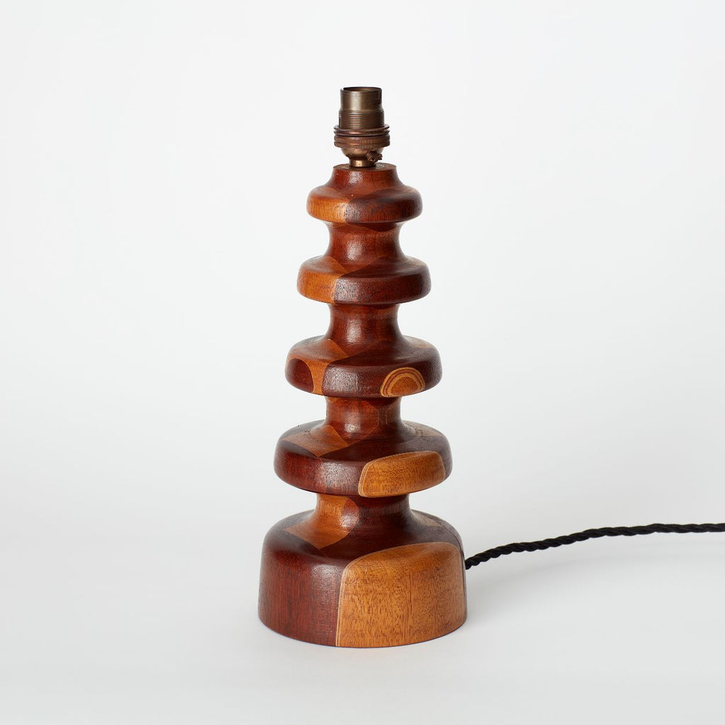 VINTAGE HAND CARVED WOODEN TABLE LAMP