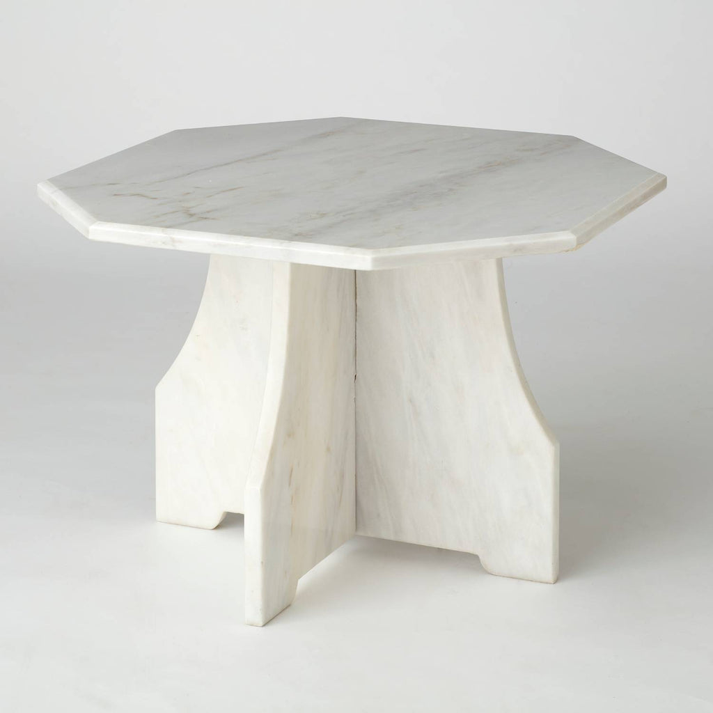 EMMA - VINTAGE SMALL WHITE MARBLE SIDE TABLE