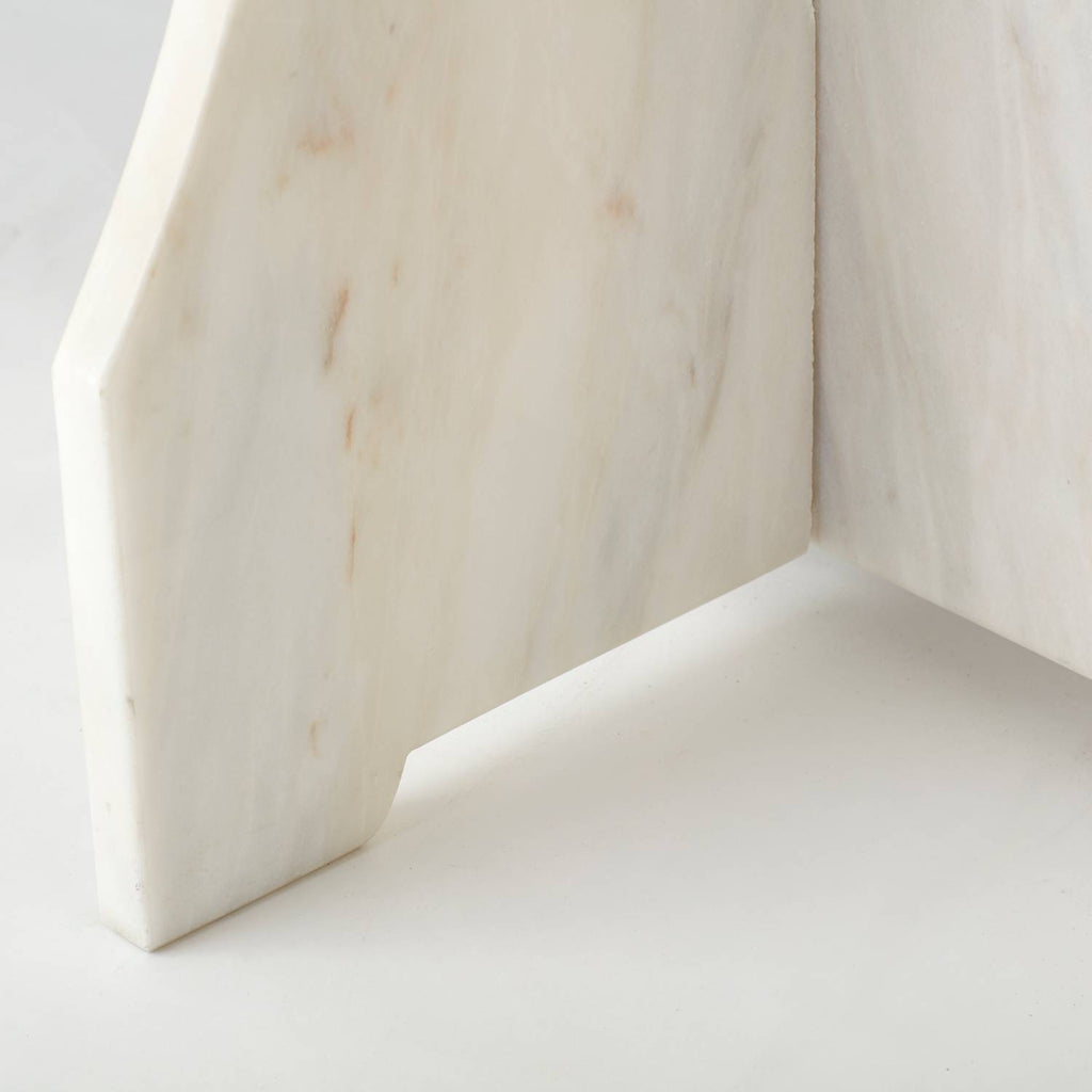 EMMA - VINTAGE SMALL WHITE MARBLE SIDE TABLE