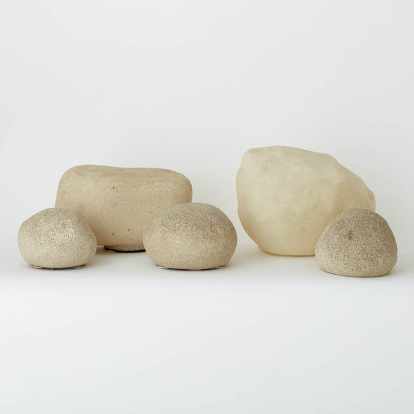 SET OF FIVE VINTAGE ANDRE CAZENOVE MOON ROCK STONE LAMPS