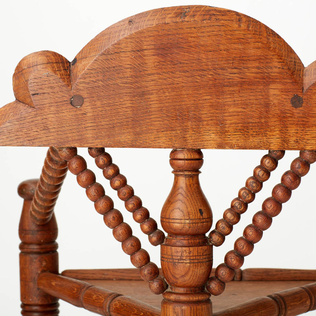 PAIR OF VINTAGE WOODEN BIRTHING CHAIRS WITH BOBBLED ARMS