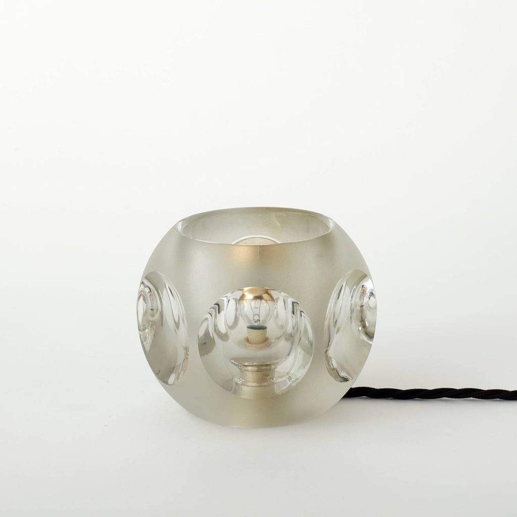 CLEAR AND FROSTED GLASS ROUND VINTAGE PEILL AND PUTZLER 1970’S GLASS ICE CUBE LIGHT