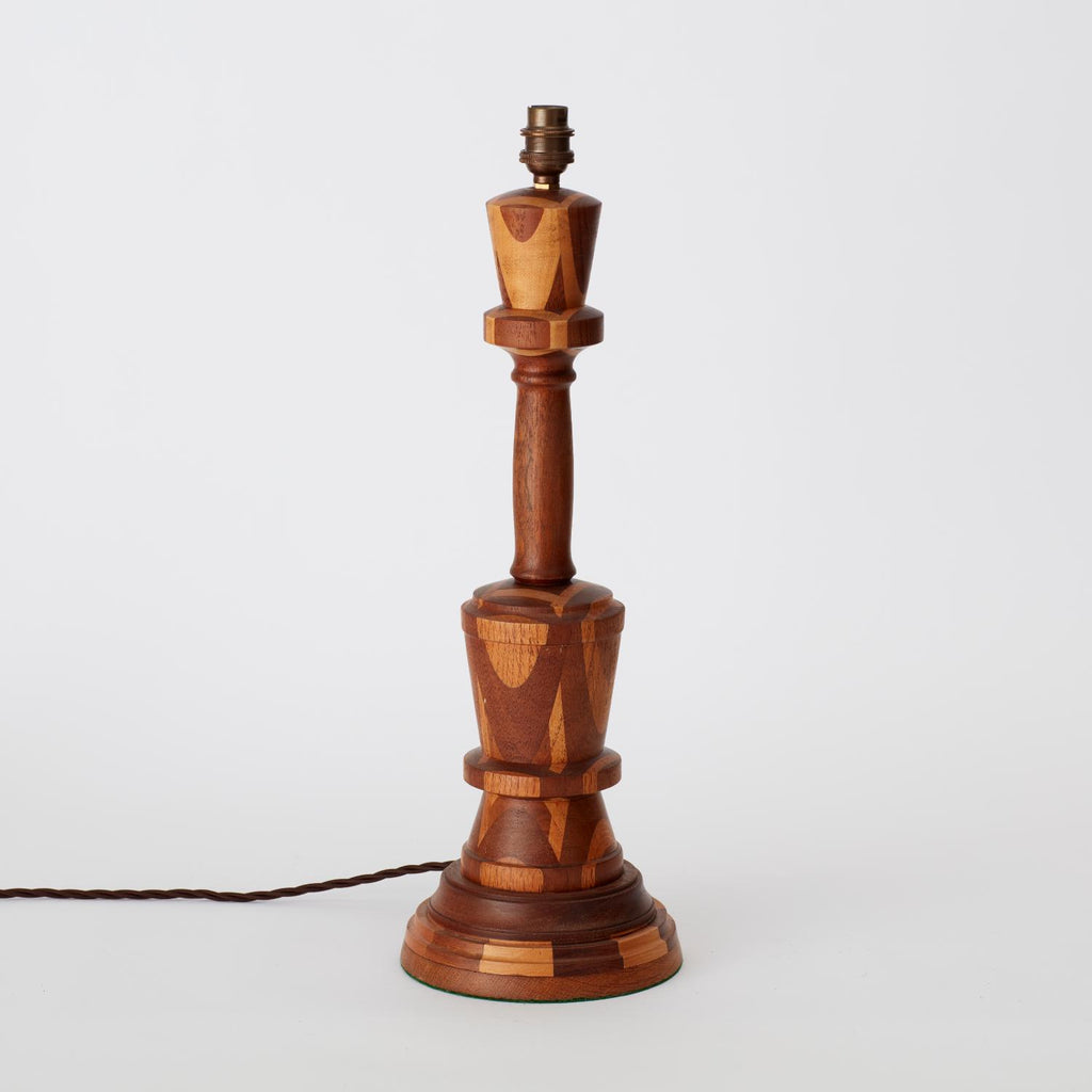 VINTAGE HAND CARVED TWO TONED WOODEN TABLE LAMP