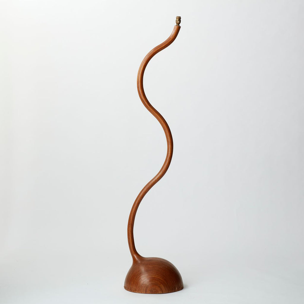 VINTAGE HAND CARVED MAHOGONY WOODEN CURVED FLOOR LAMP