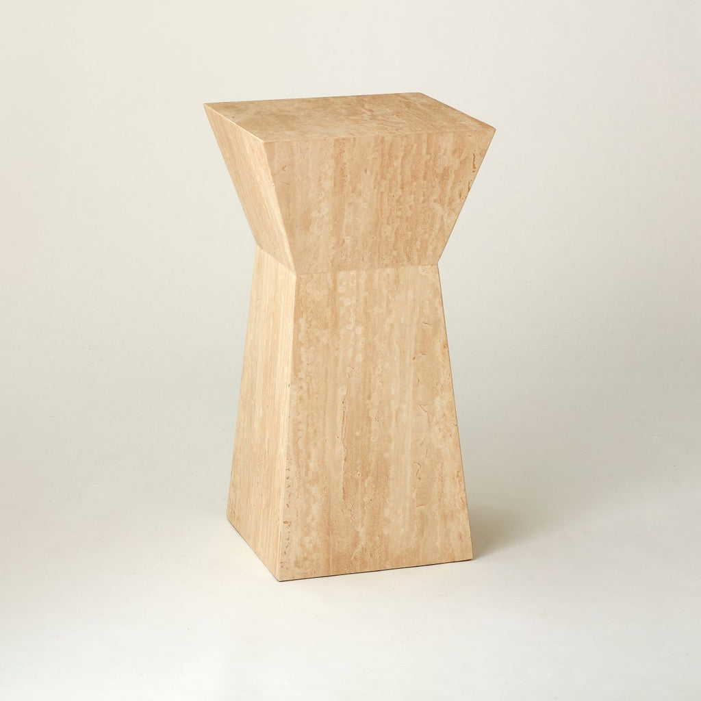 VINTAGE TRAVERTINE PLINTH WITH A PINCHED WAIST