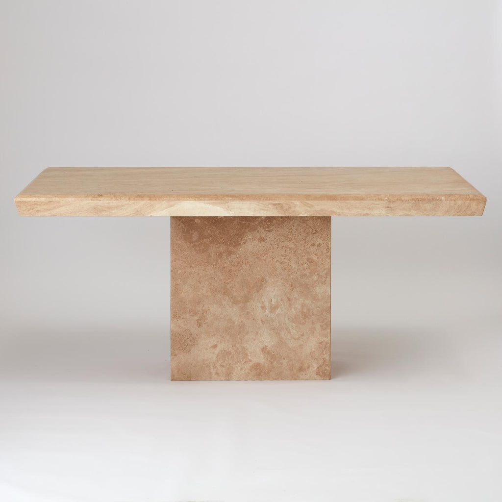 VINTAGE BISCUIT COLOURED MARBLE DINING TABLE