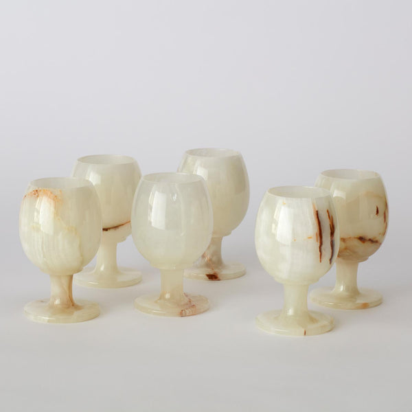 SET OF 6 VINTAGE ONYX WINE GLASSES