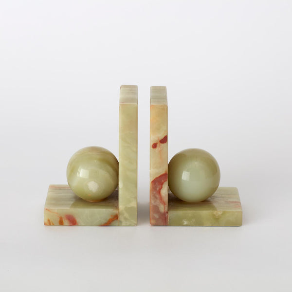 PAIR OF VINTAGE CREAM ONYX BOOKENDS