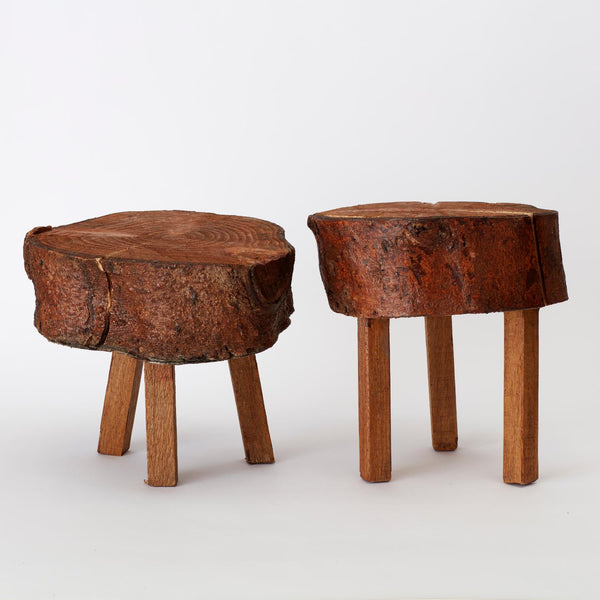 PAIR OF WOODEN HAND CARVED PLANT STANDS