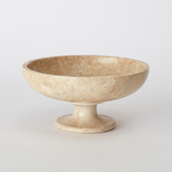 VINTAGE CREAM TONE MARBLE FOOTED BOWL