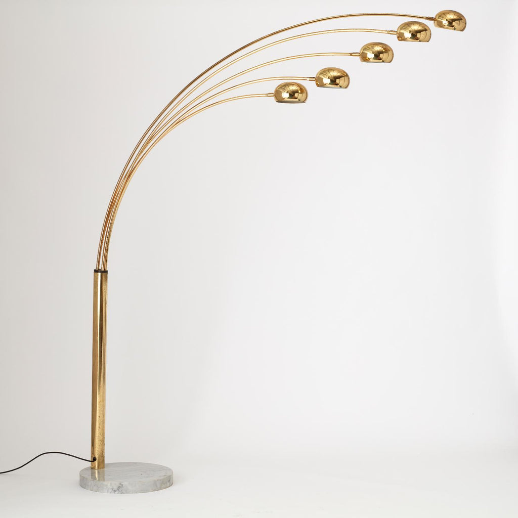 VINTAGE 1970S ITALIAN MARBLE AND BRASS FLOOR LAMP
