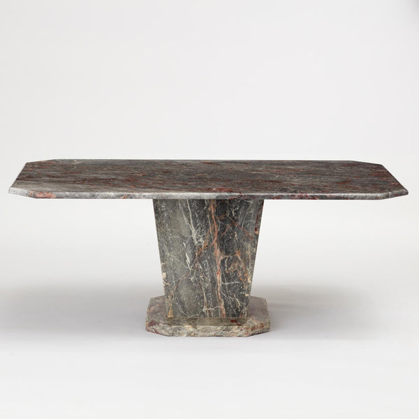 VINTAGE 1970S ITALIAN GREY AND RUST COLOURED MARBLE COFFEE TABLE