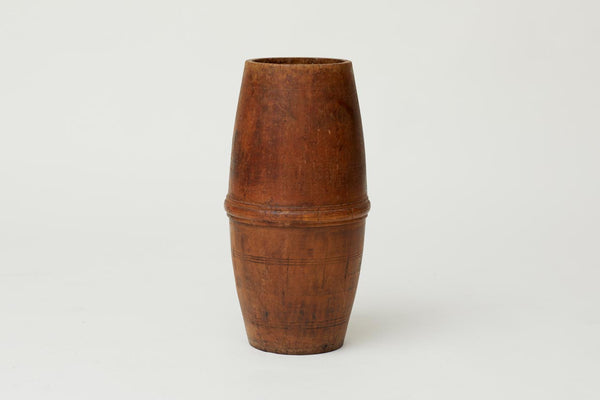 Large heavy hand carved wooden vase